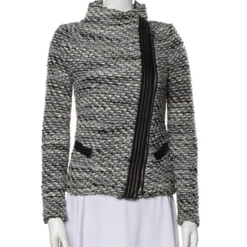 IRO Noaphina Tweed Leather Trim Coat